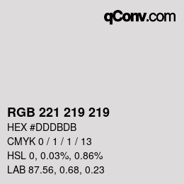 Color code: RGB 221 219 219 | qconv.com