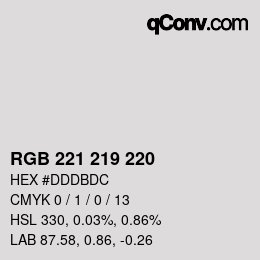 Color code: RGB 221 219 220 | qconv.com