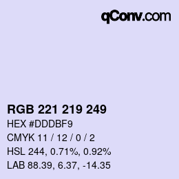 Color code: RGB 221 219 249 | qconv.com