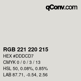 Código de color: RGB 221 220 215 | qconv.com