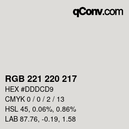 Color code: RGB 221 220 217 | qconv.com