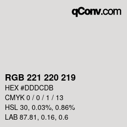 Color code: RGB 221 220 219 | qconv.com