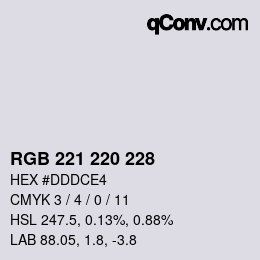 Color code: RGB 221 220 228 | qconv.com