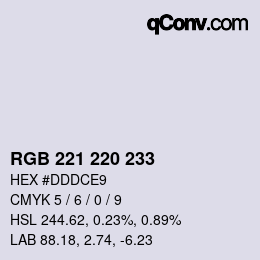 カラーコード: RGB 221 220 233 | qconv.com