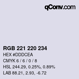 Color code: RGB 221 220 234 | qconv.com