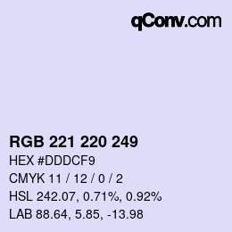 Color code: RGB 221 220 249 | qconv.com