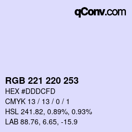 カラーコード: RGB 221 220 253 | qconv.com
