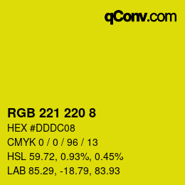 カラーコード: RGB 221 220 8 | qconv.com