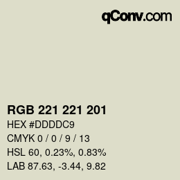 Color code: RGB 221 221 201 | qconv.com