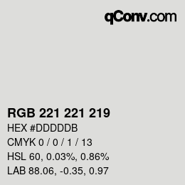 Color code: RGB 221 221 219 | qconv.com