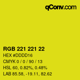 カラーコード: RGB 221 221 22 | qconv.com