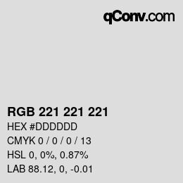 颜色代码: RGBA 221 221 221 1 | qconv.com