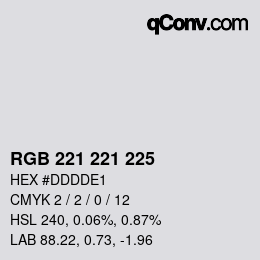 Color code: RGB 221 221 225 | qconv.com