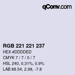 Color code: RGB 221 221 237 | qconv.com