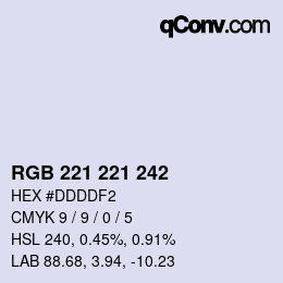 Color code: RGB 221 221 242 | qconv.com