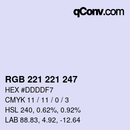 Color code: RGB 221 221 247 | qconv.com