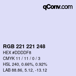 カラーコード: RGB 221 221 248 | qconv.com