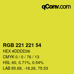 Color code: RGB 221 221 54 | qconv.com