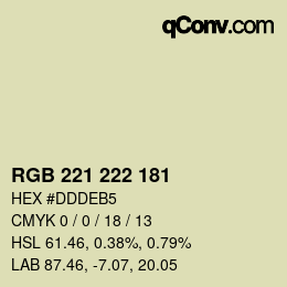 カラーコード: RGB 221 222 181 | qconv.com