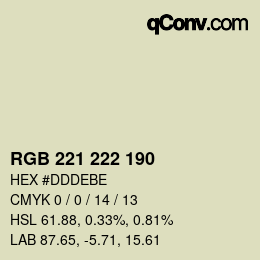 Farbcode: RGB 221 222 190 | qconv.com