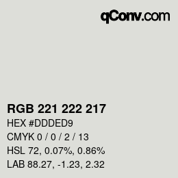 Color code: RGB 221 222 217 | qconv.com