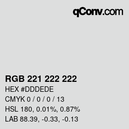 Color code: RGB 221 222 222 | qconv.com