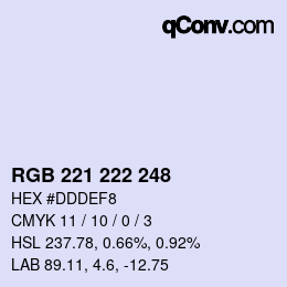 Color code: RGB 221 222 248 | qconv.com