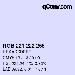 Color code: RGB 221 222 255 | qconv.com