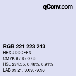 Color code: RGB 221 223 243 | qconv.com