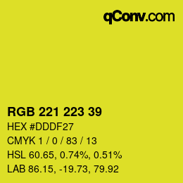 Color code: RGB 221 223 39 | qconv.com