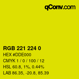 Color code: RGB 221 224 0 | qconv.com