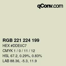 Color code: RGB 221 224 199 | qconv.com