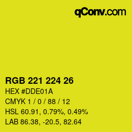 Color code: RGB 221 224 26 | qconv.com