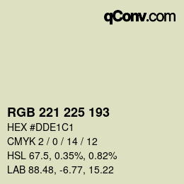 Farbcode: RGB 221 225 193 | qconv.com