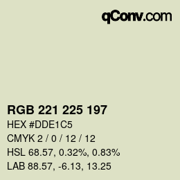 Color code: RGB 221 225 197 | qconv.com