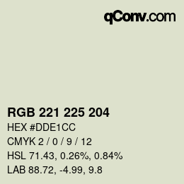 Código de color: RGB 221 225 204 | qconv.com