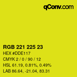 カラーコード: RGB 221 225 23 | qconv.com
