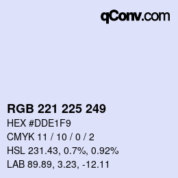Color code: RGB 221 225 249 | qconv.com