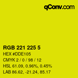 Color code: RGB 221 225 5 | qconv.com