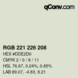 Color code: RGB 221 226 208 | qconv.com