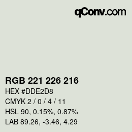Color code: RGB 221 226 216 | qconv.com