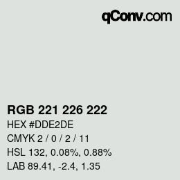 Color code: RGB 221 226 222 | qconv.com