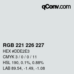 Color code: RGB 221 226 227 | qconv.com