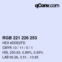 Color code: RGB 221 226 253 | qconv.com