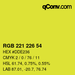 Color code: RGB 221 226 54 | qconv.com