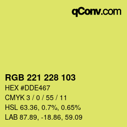 Color code: RGB 221 228 103 | qconv.com