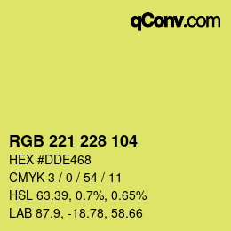 Color code: RGB 221 228 104 | qconv.com