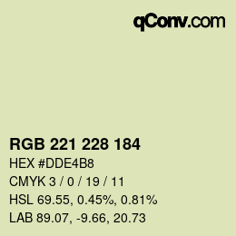 Color code: RGB 221 228 184 | qconv.com