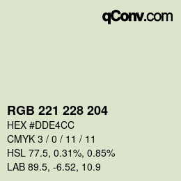 Color code: RGB 221 228 204 | qconv.com