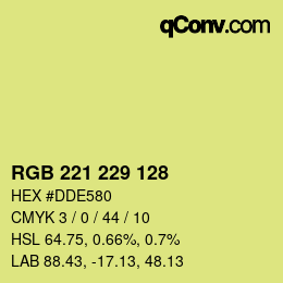 Color code: RGB 221 229 128 | qconv.com
